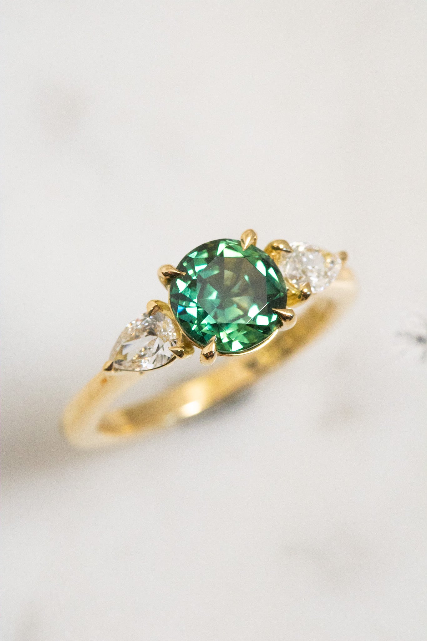 Heirloom Sapphire & Pear Diamond Engagement Ring