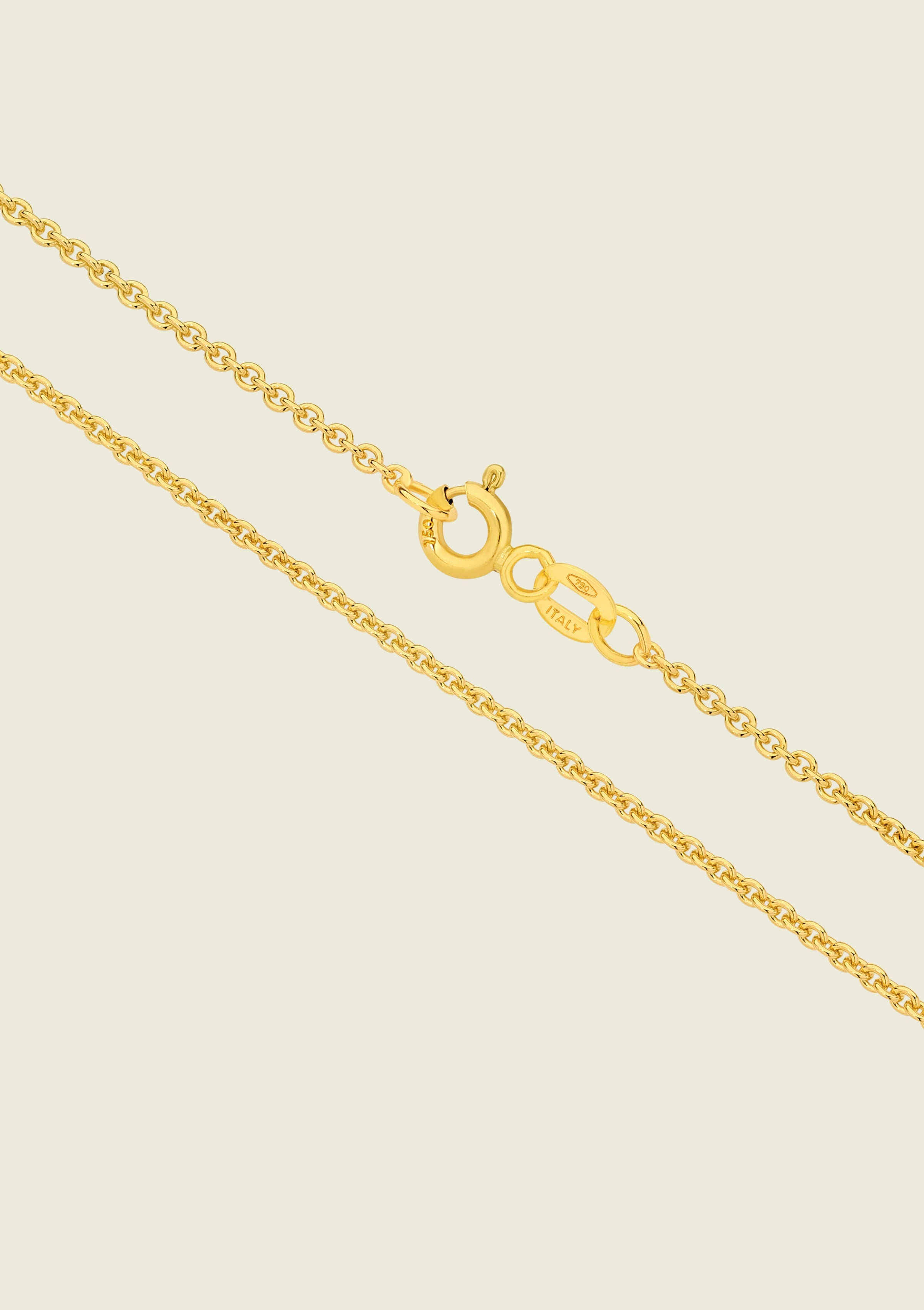 Gold chain necklace on a beige background
